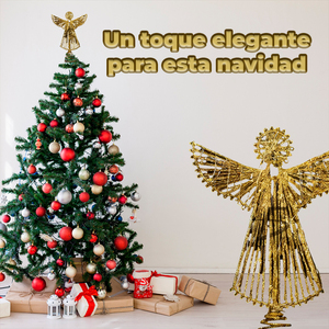 Decorazione per Albero di Natale Angelo Dorato con Ali Aperte e Luci LED Calde per Accessori Albero di Natale - Product Image 6