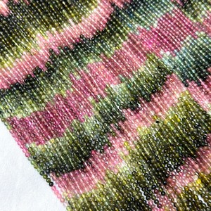 Gran oferta de cuentas redondas lisas de turmalina múltiple de 3mm, hebras de cuentas de piedras preciosas de turmalina Natural para la fabricación de joyas al por mayor - Product Image 3