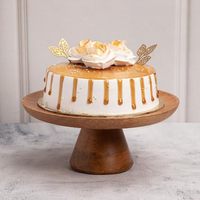 Support à gâteau artisanal de qualité supérieure en bois naturel écologique, motif luxueux, couleur personnalisée, lavage à la main uniquement, mariage