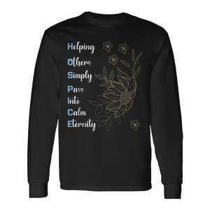 Camiseta de Manga Larga para Enfermeras de Hospicio, con la Frase 'Simply Pass Into Calm Eternity', Producto Promocional para Enfermeras y Pacientes - Product Image 1