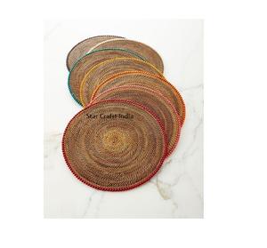 7 pièces 12 pouces Multi couleur bords forme ronde en osier alimentaire bol sous-verres ensemble accessoires de cuisine vente chaude 2023 - Product Image 1