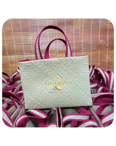 Bolso de mano de paja grabado y pintado con logotipo personalizado, regalo de Evento de moda para mujeres vietnamitas, productos promocionales - Product Image 1