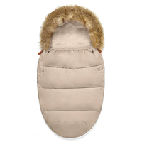 Chancelière de poussette noire luxueuse avec garniture en fausse fourrure en peau de mouton pour la chaleur des tout-petits, fermeture à glissière grande taille, utilisation hivernale et estivale