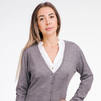 Cardigan fin classique polyvalent pour femme Papaia, tricoté à la main en viscose italienne, col en V, pull d'hiver pour femme de bureau, imprimé
