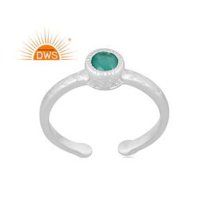 Best Selling Fine Sterling Silver Natural <b>Green</b> Onyx Gemstone Adjustable Ring Jewelry Manufacturer - Product Image 1