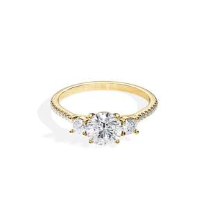 Anillo Minimalista de Oro Sólido Amarillo y Blanco de 14K con Circonitas Cúbicas, Anillo de Eternidad con Diamantes para Mujer, Joyería de Oro Sólido para Bodas y Fiestas - Product Image 3