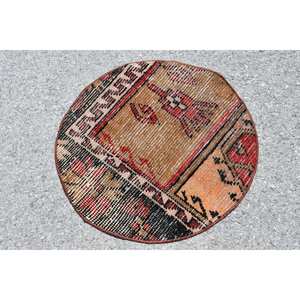 Alfombra de lana turca marrón y roja Vintage, patrón de retales de tejido plano de 2,2 pies para decoraciones de sala de estar o pasillo - Product Image 3