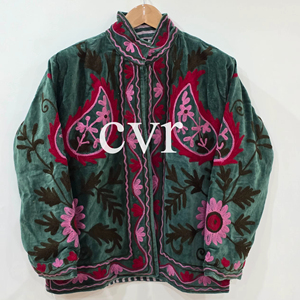 Handmade Velvet Suzani Embroidered Uzbek Eco-Friendly Women's Luxury Coat Outerwear Coat Winter <b>Boho</b> for Party Wear - Product Image 1