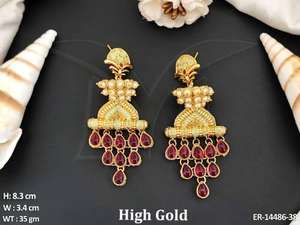 Kemp <b>Jewellery</b> India High <b>Gold</b> Polish Designer Fancy Earring Style Kemp Earring <b>Set</b> - Product Image 2