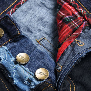 Pantalon en jean patchwork surdimensionné avec baggy pour les tenues streetwear hip hop pantalon en jean patchwork décontracté - Product Image 4