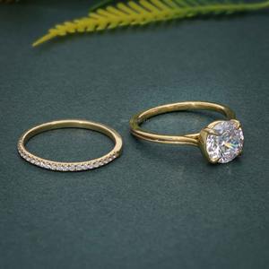 Offre spéciale Bague de fiançailles sertie de diamants de laboratoire certifiés IGI VVS, ensemble de mariage avec bijoux en or massif 14 carats à bas prix - Product Image 2