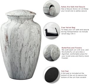 Modern Design White Aluminum Adult Male and Female Burial Urns Handcrafted <b>Memorial</b> Cremation Ashes Sympathy Funeral Wholesale - Product Image 4