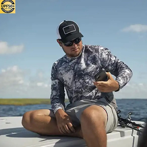 Camiseta de Pesca Personalizada de Punto para Hombre, Manga Corta, Estampado de Camuflaje, Protección Solar UPF 50, Transpirable, Secado Rápido, Ropa Deportiva - Product Image 6
