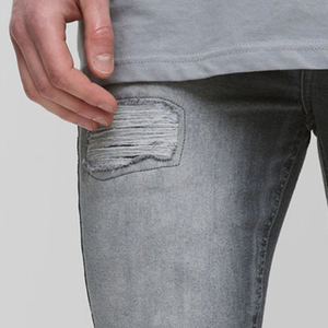Jeans noirs pour hommes, coupe ample et large, effet délavé et usé, taille mi-haute, meilleur prix, faible MOQ - Product Image 4