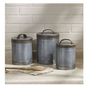 Retro Style Long Round Galvanized <b>Storage</b> <b>Container</b> Durable And Functional Organizer Perfect For <b>Kitchen</b> Home And Daily Uses - Product Image 1
