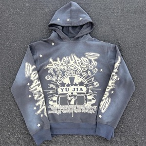 ขายส่งหน้าจอที่กําหนดเองพิมพ์กางเกงวอร์มบานและชุดเสื้อกันหนาวหมวกสําหรับผู้ชายเฮฟวี่เวทด้อยการผลิตวอร์มล้างกรด - Product Image 3