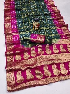 Sari en soie art bandhej de créateur, nouvelle arrivée, sari en soie art bandhej élégant au meilleur prix par le fournisseur - Product Image 3