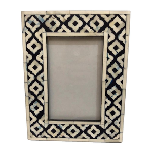 Cadre photo en incrustation d'os de conception de luxe panneau MDF incrustation d'os cadre photo en forme de rectangle décor mural cadre photo par artisanat en croissant - Product Image 4