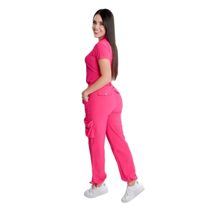 Blouse de laboratoire unisexe en coton tissé 100% avec poche cargo zippée, en sergé extensible avec élasthanne, écologique, détectable par les détecteurs de métaux, pour hôpital - Product Image 3