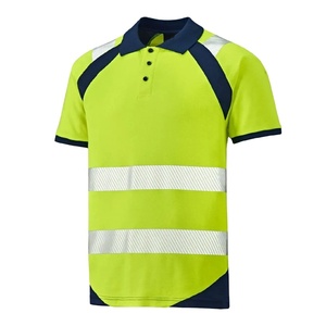 Hi Viz Vis High Visibility Polo Shirt Reflective <b>Tape</b> Safety <b>Security</b> Work Button T-Shirt Customized Polo Work Shirts - Product Image 6