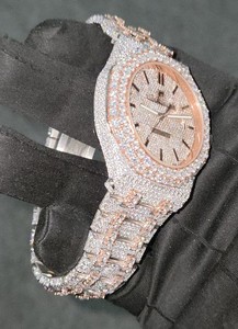 Reloj de Lujo con Diamantes de Moissanita y Cuarzo, con Correa de Acero Inoxidable, Reloj Personalizado para Hombre - Product Image 2