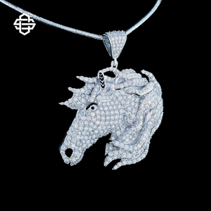Personalizado Hiphop Moissanite Iced Out caballo colgante collar Bling CZ diamante Animal encanto rapero joyería para hombres y mujeres - Product Image 2