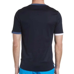 เสื้อยืดคอกลมแขนสั้นสำหรับผู้ชายเสื้อยืดสีขาวดำลายทาง - Product Image 3