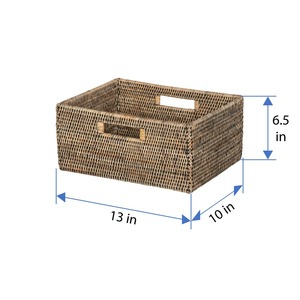 Cesta rectangular de ratán natural, cesta de almacenamiento hecha a mano, venta al por mayor, ecológica, hecha en Vietnam - Product Image 2