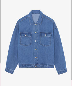 แจ็คเก็ตยีนส์ผู้ชายพรีเมียมสำหรับฤดูหนาว แขนยาว สีอ่อน แบบกลับด้านได้ เป็นมิตรกับสิ่งแวดล้อม สไตล์ลำลอง สตรีทแวร์ แฟชั่นเมือง ทรงหลวม ด้านหน้า - Product Image 5