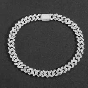 SM Jewels Luxury 925 Sterling Silver Hip Hop Bling Chain Iced Out Cuban Link avec Square Moissanite Diamond pour les fiançailles de fête - Product Image 1