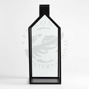 Lanterne à bougie de décoration d'intérieur en fer/acier et verre, design moderne, finition noire, lavée à la main, taille personnalisée - Product Image 4