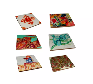 Wholesale Manufacturer Made New <b>Enamel</b> Design Home Decor Glass Coaster Antique Look Resin & Wooden Flatware Tea <b>Cup</b> Mats Pads - Product Image 4