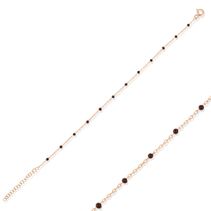Brown Color Enamel Design <b>Chain</b> Bracelet Turkish Handcrafted Wholesale 925 Sterling Silver Jewelry - Product Image 4
