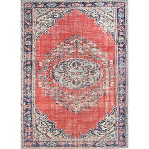 Alfombra de Lana Anudada a Mano Estilo Vintage, Patrón de Medallón Rojo y Naranja, Gran Tamaño 9x12 para Decoración de Sala de Estar, Nombre del Producto: Pae-2812 - Product Image 1