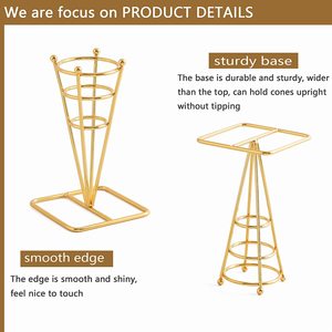Ice Cream Cone <b>Display</b> Rack in Gold Plated Metal with Polished Finished Perfect <b>for</b> Store, Party, and Wedding <b>Displays</b> - Product Image 3