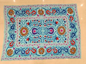 Embroidered Colorful Suzani <b>Throw</b> Indian Cotton Blanket Wall Hanging Bedding Bedspread <b>Double</b> <b>Bed</b> Cover <b>Throw</b> Blanket - Product Image 3
