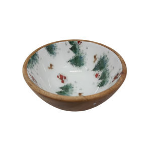 Bol de service alimentaire de forme ronde en bois au design élégant émail fini pour la cuisine et les collations de table et les bols de service - Product Image 4