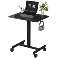 Bureau debout mobile en forme de T, réglable en hauteur par système pneumatique, table ergonomique pour le travail à domicile