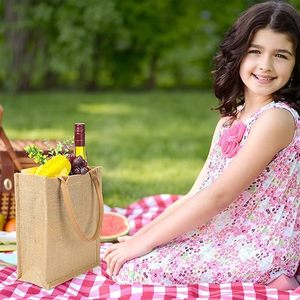 10 pièces sacs cadeaux en toile de jute avec poignées sacs fourre-tout demoiselle d'honneur sac fourre-tout de bienvenue sac fourre-tout en toile de jute vierge pour mariage - Product Image 5