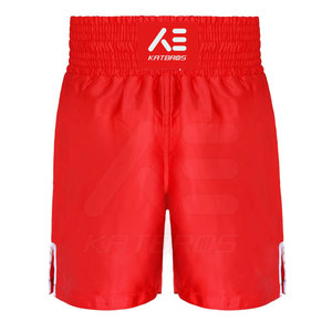 KATBROS Men Boxing <b>Shorts</b> Red Breathable Quick Dry Nylon/<b>Polyester</b> 140g Martial Arts Wear Regular Fit Front Logo - Product Image 1