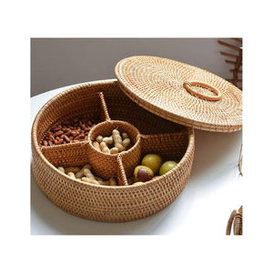 Panier organisateur rond en rotin Vente en gros Panier à ustensiles Panier de rangement naturel Panier en rotin écologique fabriqué au Vietnam - Product Image 4