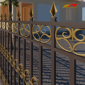 Paneles de esgrima de Casa hechos de hierro forjado con puerta exterior diseño clásico de valla de jardín para un paisaje moderno - Product Image 5