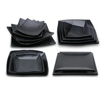 Offre Spéciale Assiettes de Dîner Carrées en Mélamine Noire Mate pour Restaurant, Buffet, Traiteur – Service de Vaisselle Traditionnelle Japonaise pour Sushi