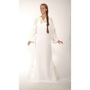 Exclusivo y Bonito Vestido Maxi Bordado Ucraniano 100% Algodón de Manga Corta para Mujer, Informal, para Invierno y Verano - Product Image 6