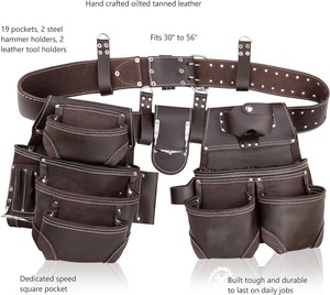 Ensemble de sacs à outils en cuir pour charpentier électricien Ceinture à outils avec 2 pochettes à outils - Product Image 2