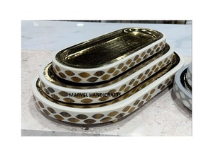 ใหม่ถาดไม้รองเสิร์ฟทำจากไม้งานฝีมือทำจากเรซิ่นพร้อมโลหะสำหรับเป็นของขวัญเดือนรอมฎอนถาดสำหรับเครื่องครัวของขวัญถาดแม่พร้อมมุกถาดรอมฎอน - Product Image 4