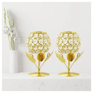 Candelabros de cristal para velas, candelabros de Metal para el hogar, Hotel, cafetería, Bar, centros de mesa, decoración de estilo europeo - Product Image 5