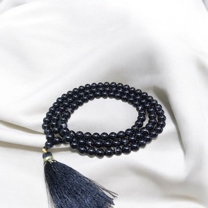 블랙 오닉스 비즈와 수제 Jaap 말라 천연 보석 술 영기 테마 러브 쿼츠 타워 - Product Image 1