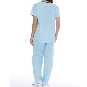 Uniformes hospitaliers les plus vendus gommages médicaux décontractés pour femmes ensembles d'uniformes d'allaitement à broderie personnalisée et à manches courtes - Product Image 4