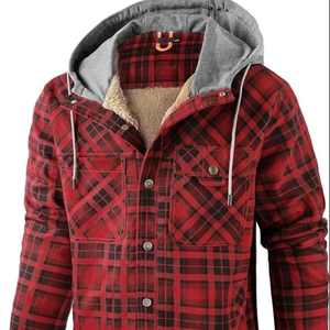 2024 chaquetas de trabajo con capucha de invierno de lona de algodón para hombre chaqueta cortavientos chaqueta de trabajo con forro de franela acolchada para hombre - Product Image 1